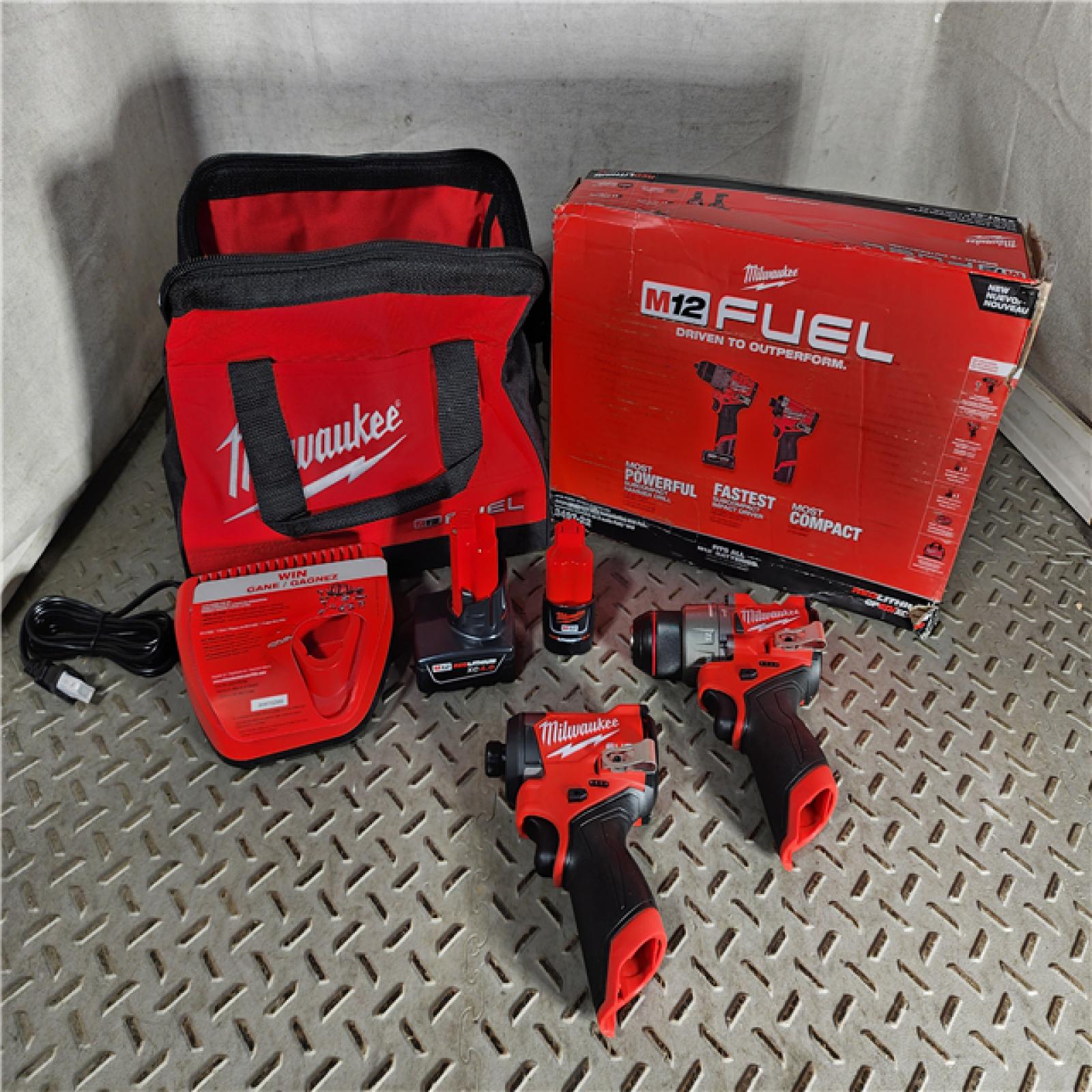 HOUSTON LOCATION - AS-IS Milwaukee 3497-22 12V Brushless Hammer Drill and Impact Driver Combo Kit