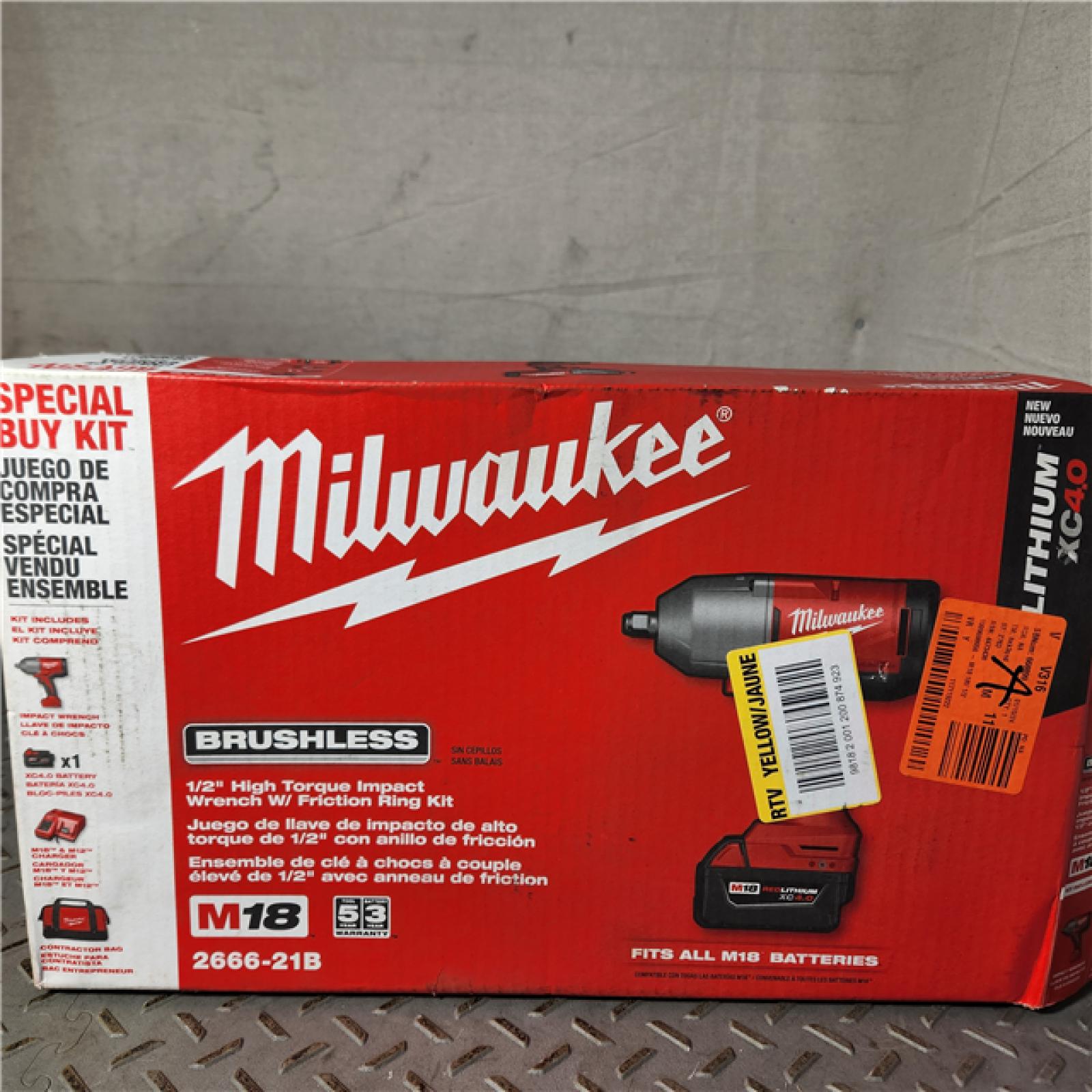 Houston Location AS-IS Milwaukee  18V Cordless 1/2  Impact Wrench with Friction Ring Kit Appears IN GOOD Condition