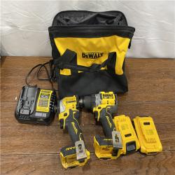 AS-ISDEWALT 20V MAX XR Cordless Drill/Driver, ATOMIC Impact Driver 2 Tool Combo Kit, (2) 2.0Ah Batteries, Charger, and Bag