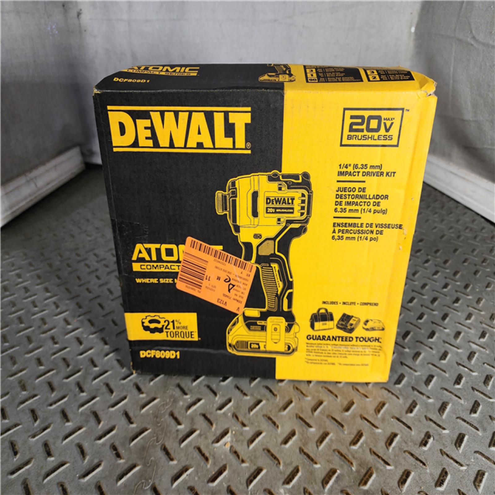 HOUSTON LOCATION - AS-IS (APPEARS LIKE NEW) DEWALT ATOMIC 20V MAX* Brushless Cordless Compact 1/4 in. Impact Driver Kit