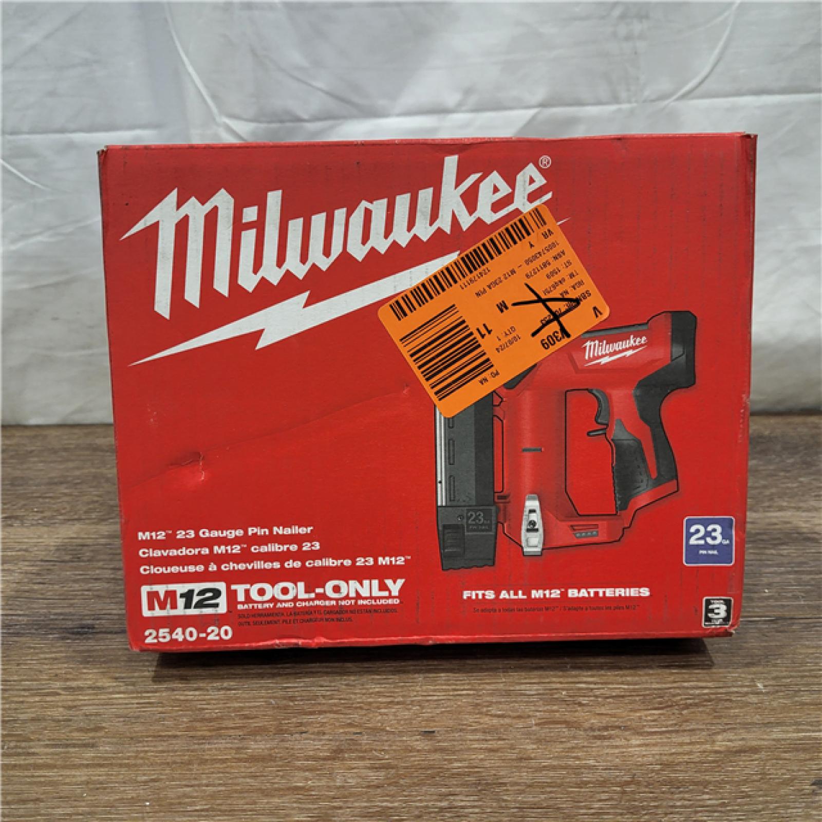 AS-IS Milwaukee 2540-20 12V 23 Gauge Cordless Pin Nailer (Tool Only)