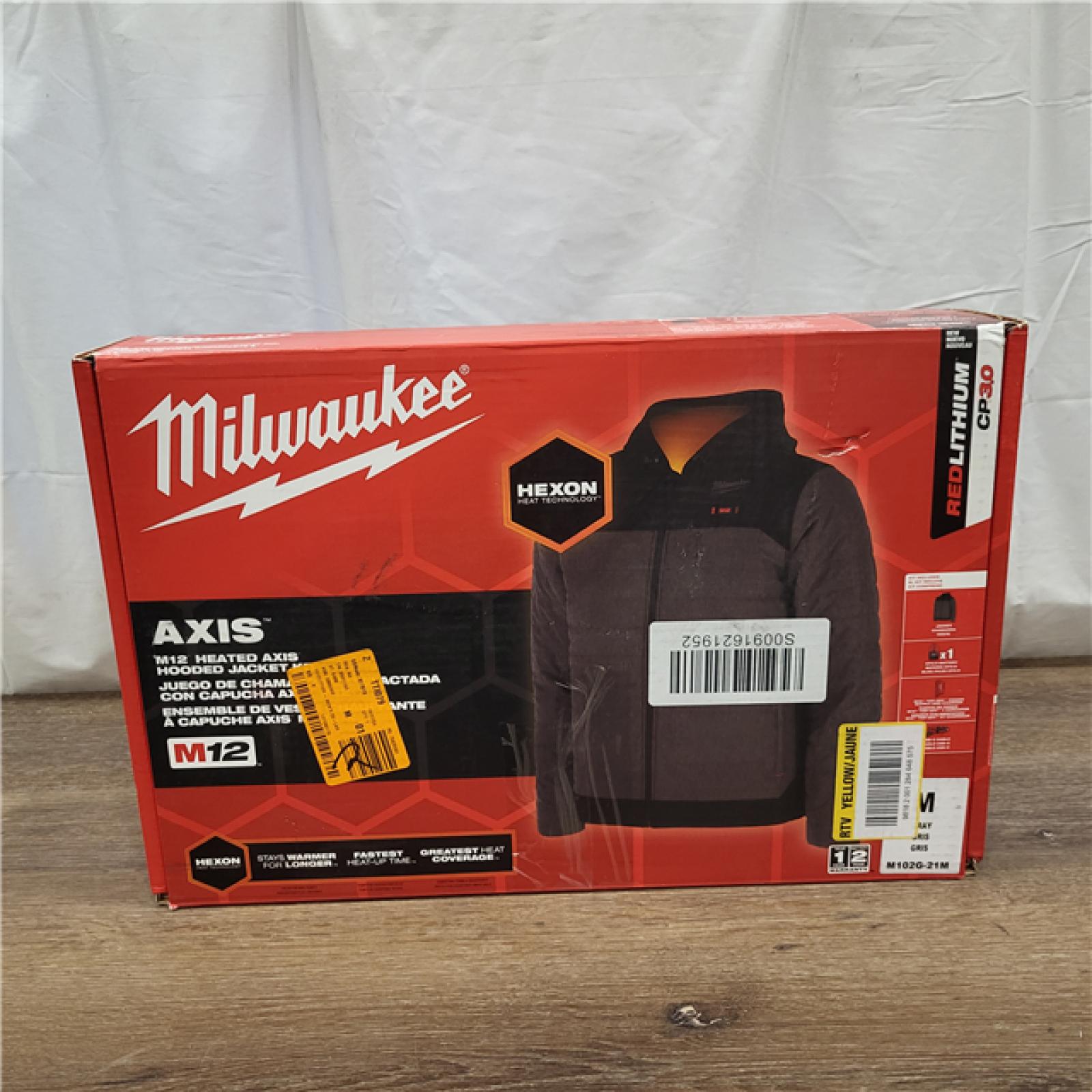 GOOD Milwaukee Men's Medium M12 12V Lithium-Ion Cordless AXIS Gray Heated Jacket Kit with (1) 3.0 Ah Battery and Charge