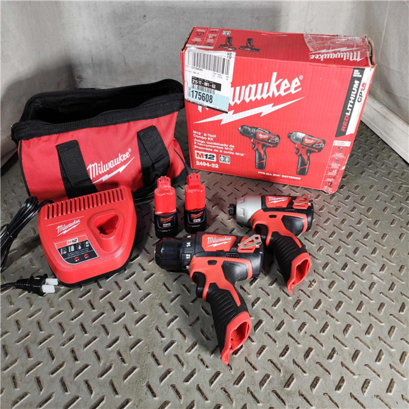 HOUSTON LOCATION - AS-IS (APPEARS LIKE NEW) M12 12V Lithium-Ion Cordless Drill Driver/Impact Driver Combo Kit with Two 1.5Ah Batteries, Charger and Bag (2-Tool)