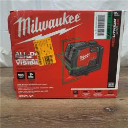 AS-IS Milwaukee 3521-21 4V Lithium-Ion Cordless USB Rechargeable Green Beam Cross Line Laser