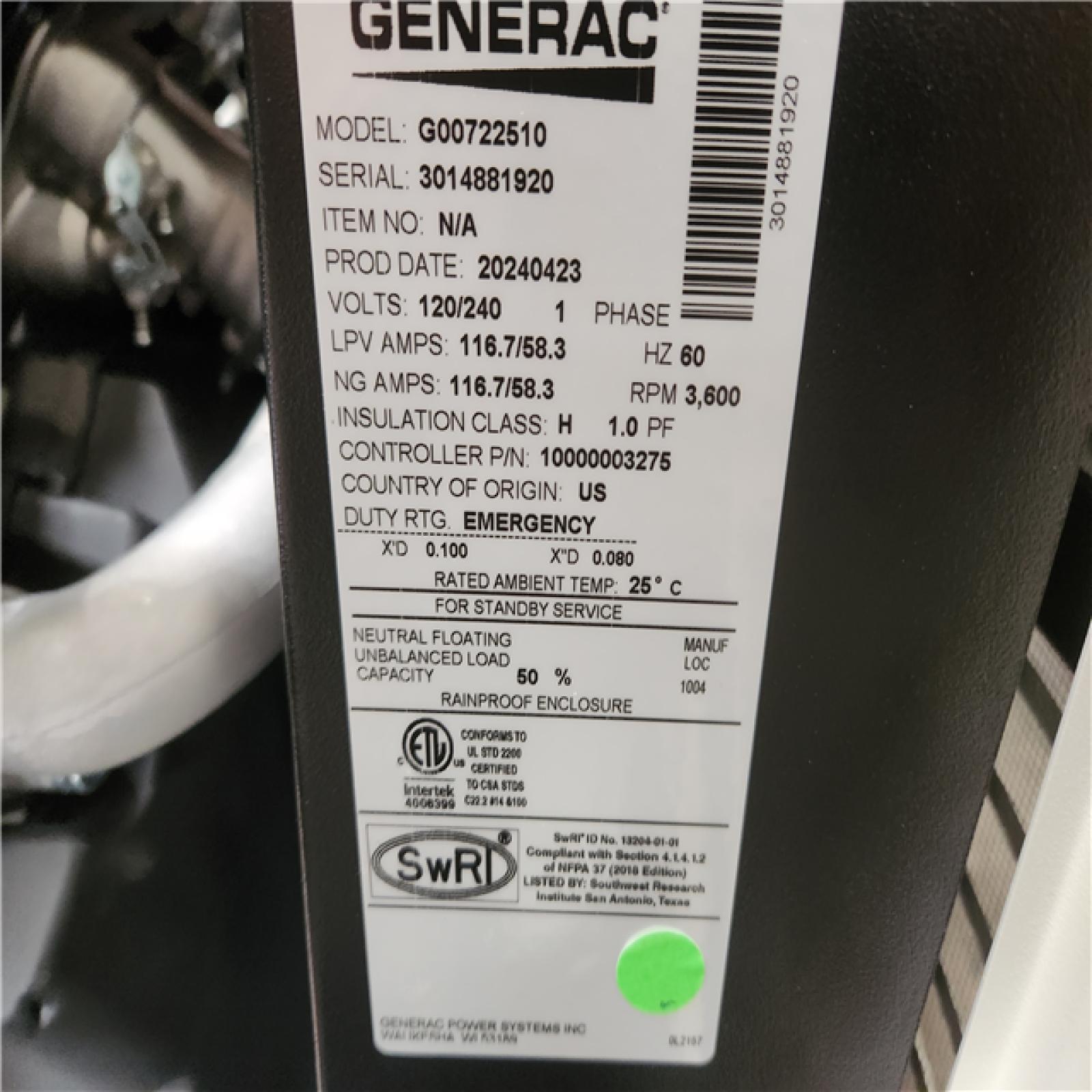 Phoenix Location Generac Guardian® 14kW Aluminum Standby Generator System (200A Service Disconnect + AC Shedding) w/ Wi-Fi