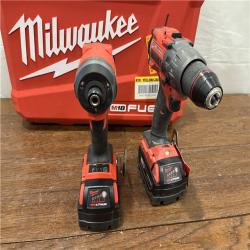 AS-ISMilwaukee M18 FUEL 18V Lithium-Ion Brushless Cordless Hammer Drill and Impact Driver Combo Kit (2-Tool) with 2 Batteries