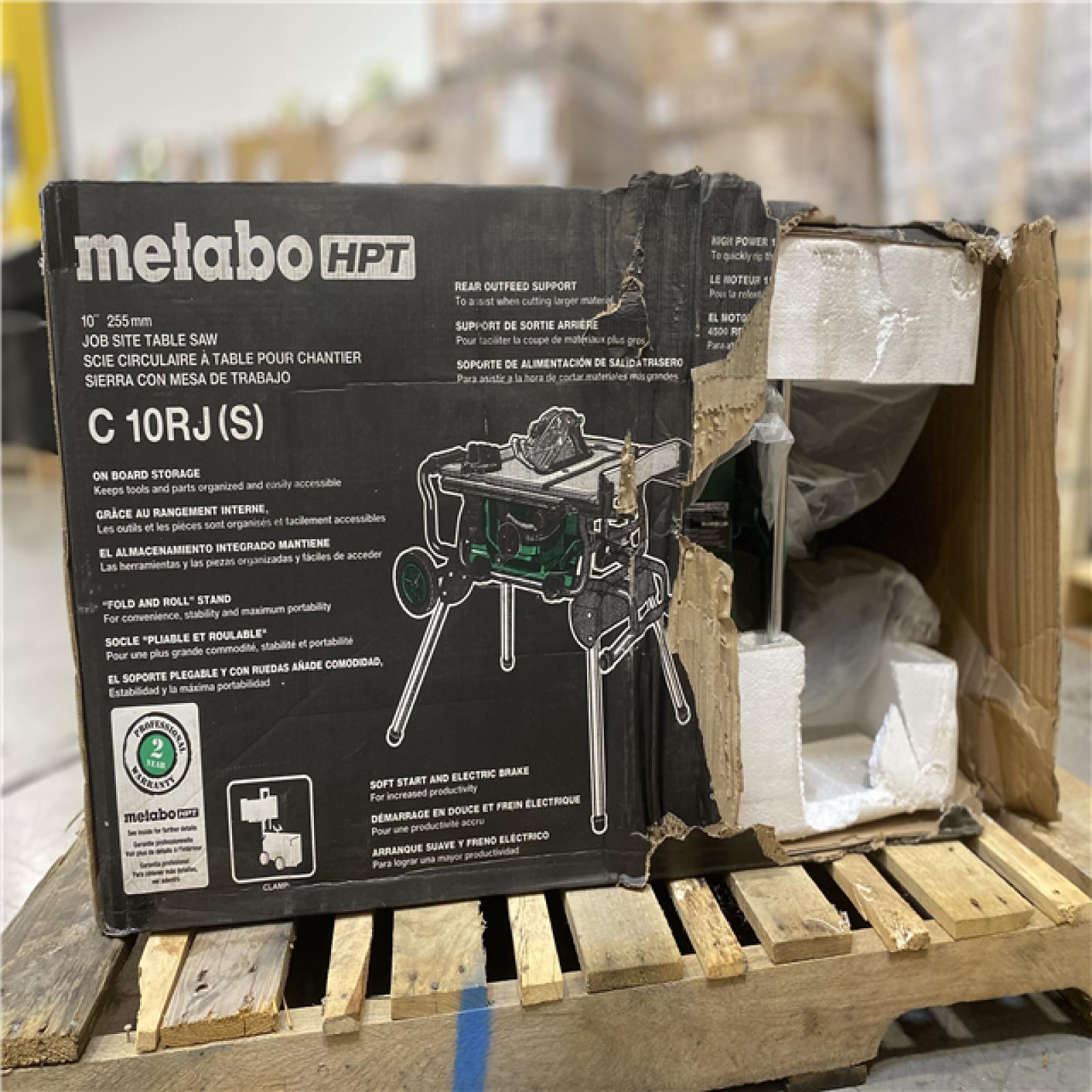 DALLAS LOCATION- Metabo HPT 10-in 15-Amp Table Saw with Micro Adjust Rip Fence and Caster Platform - 10 inch Jobsite Table Saw