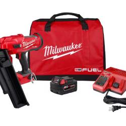 NEW! - Milwaukee M18 FUEL 3-1/2 in. 18-Volt 21 Deg. Lithium-Ion Brushless Cordless Framing Nailer Kit with 5.0 Ah Battery, Charger, Bag