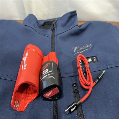 AS-ISMen's Large M12 12-Volt Lithium-Ion Cordless Tough Shell Navy Blue Heated Jacket with (1) 3.0 Ah Battery and Charger