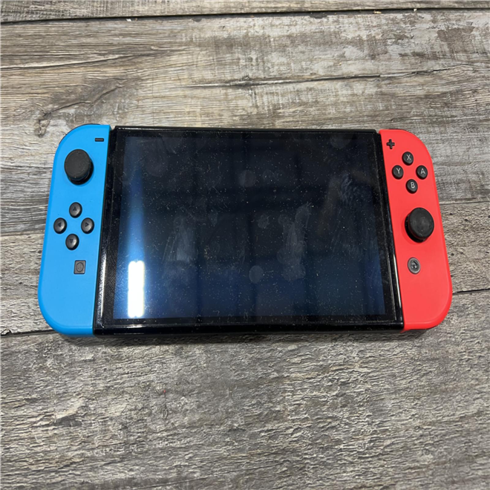 AS-IS Nintendo Switch - OLED Model with Neon Red & Neon Blue Joy-Con