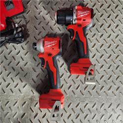 HOUSTON LOCATION - AS-IS M18 18-Volt Lithium-Ion Brushless Cordless Compact Hammer Drill/Impact Combo Kit (2-Tool) with (2) Batteries, Bag