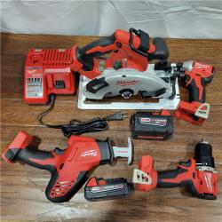 AS-IS Milwaukee M18 18-Volt Lithium-Ion Brushless Cordless Combo Kit (4-Tool) with 2-Batteries, 1-Charger and Tool Bag