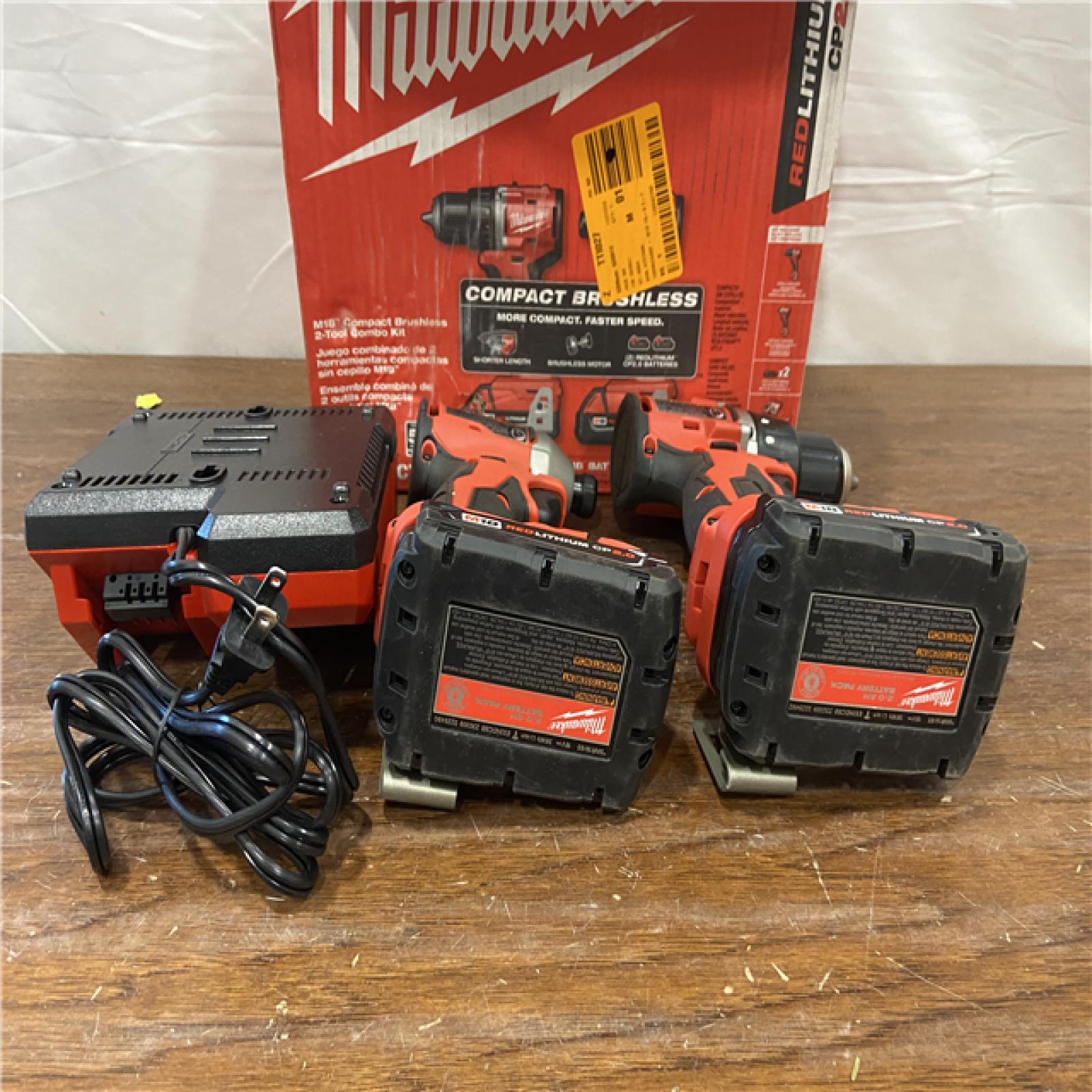 AS-IS Milwaukee18V Lithium-Ion Brushless Cordless Compact Drill/Impact Combo Kit (2-Tool) W/(2) 2.0 Ah Batteries, Charger & Bag