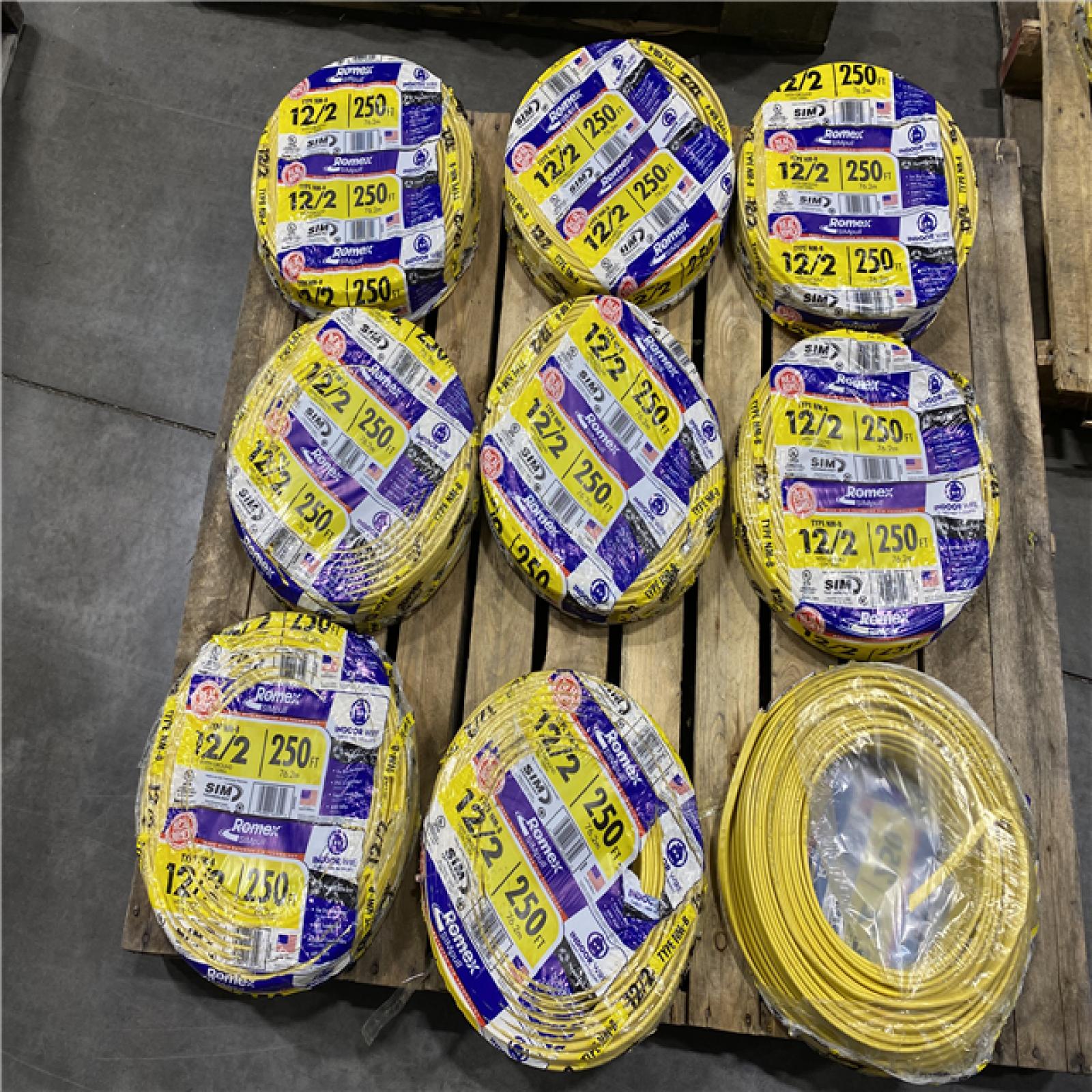 DALLAS LOCATION - Southwire 250 ft. 12/2 Solid Romex SIMpull CU NM-B W/G Wire PALLET - (9 UNITS)