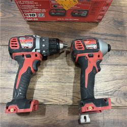 AS-IS Milwaukee M18 18V Cordless Brushed 2 Tool Drill/Driver and Impact Driver Kit ( NO BATERIES)