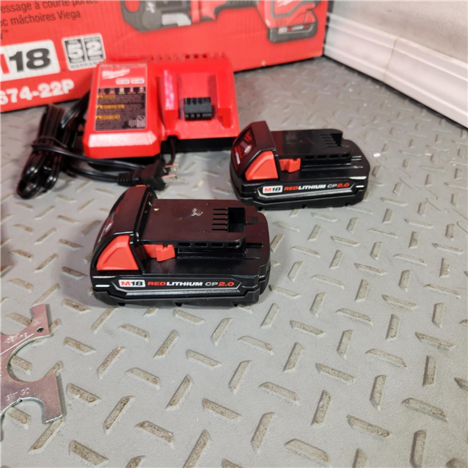 Houston Location - AS-IS Milwaukee Electric Tool - 2674-22P - M18 Short Throw Press Tool Kit W/ Viega PureFlow Jaws - Appears IN GOOD Condition