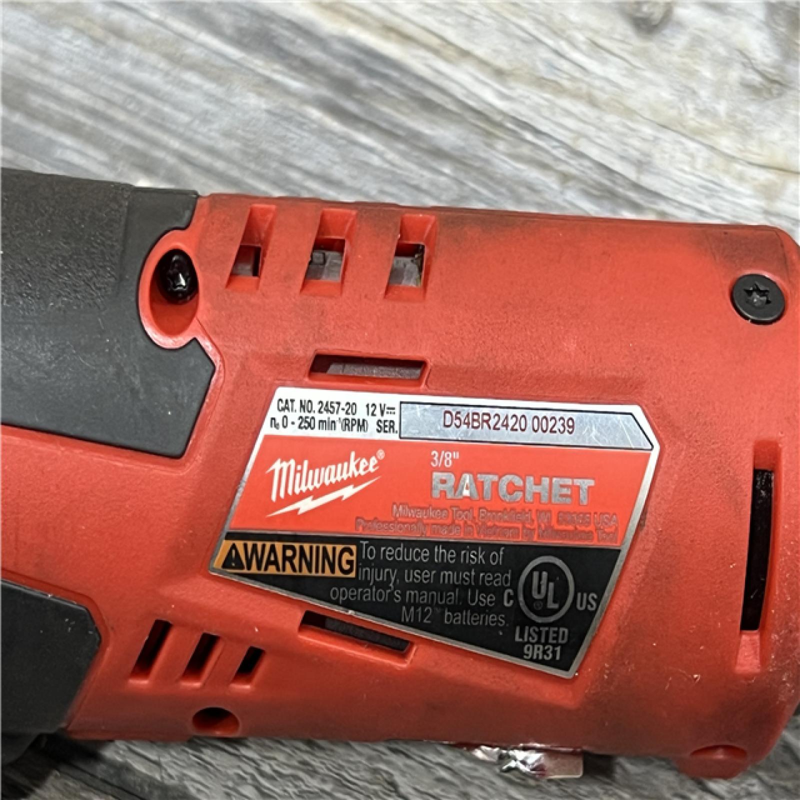 AS-IS MILWAUKEE  12/18V Lithium-Ion Cordless 3/8 in. Ratchet and 1/2 in. High Torque Impact Wrench with Friction Ring Combo Kit