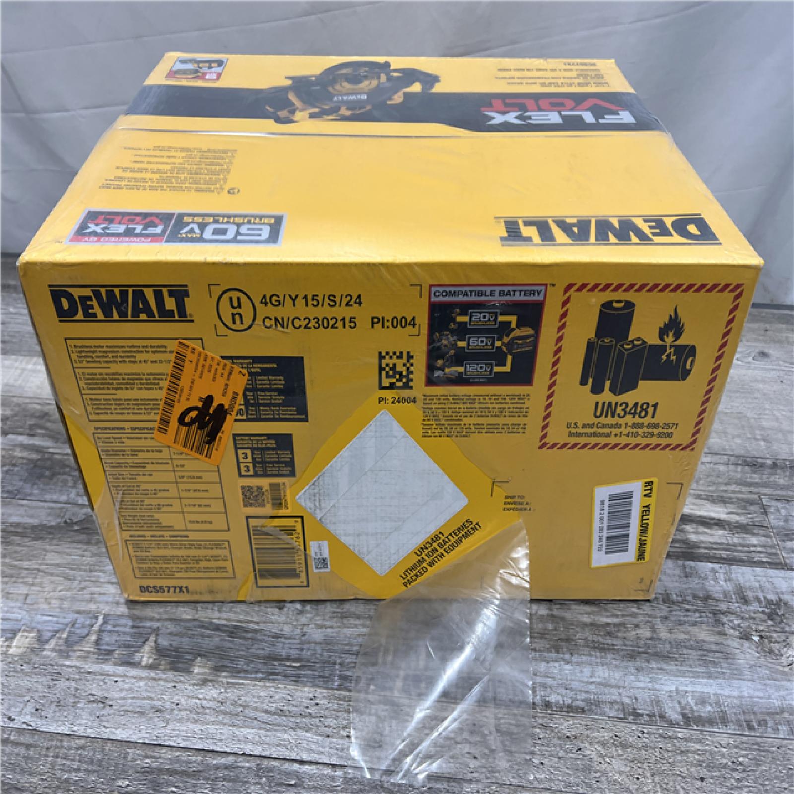 AS-IS DEWALT DCS577X1 60V FLEXVOLT MAX Lithium-Ion 7-1/4 Brushless Cordless Wormdrive Style Circular Saw Kit 9.0 Ah