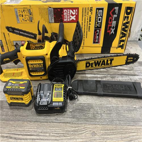 AS-IS DEWALT  FLEXVOLT 60V MAX 16in. Brushless Cordless Battery Powered Chainsaw Kit with (1) FLEXVOLT 2 Ah Battery & Charger