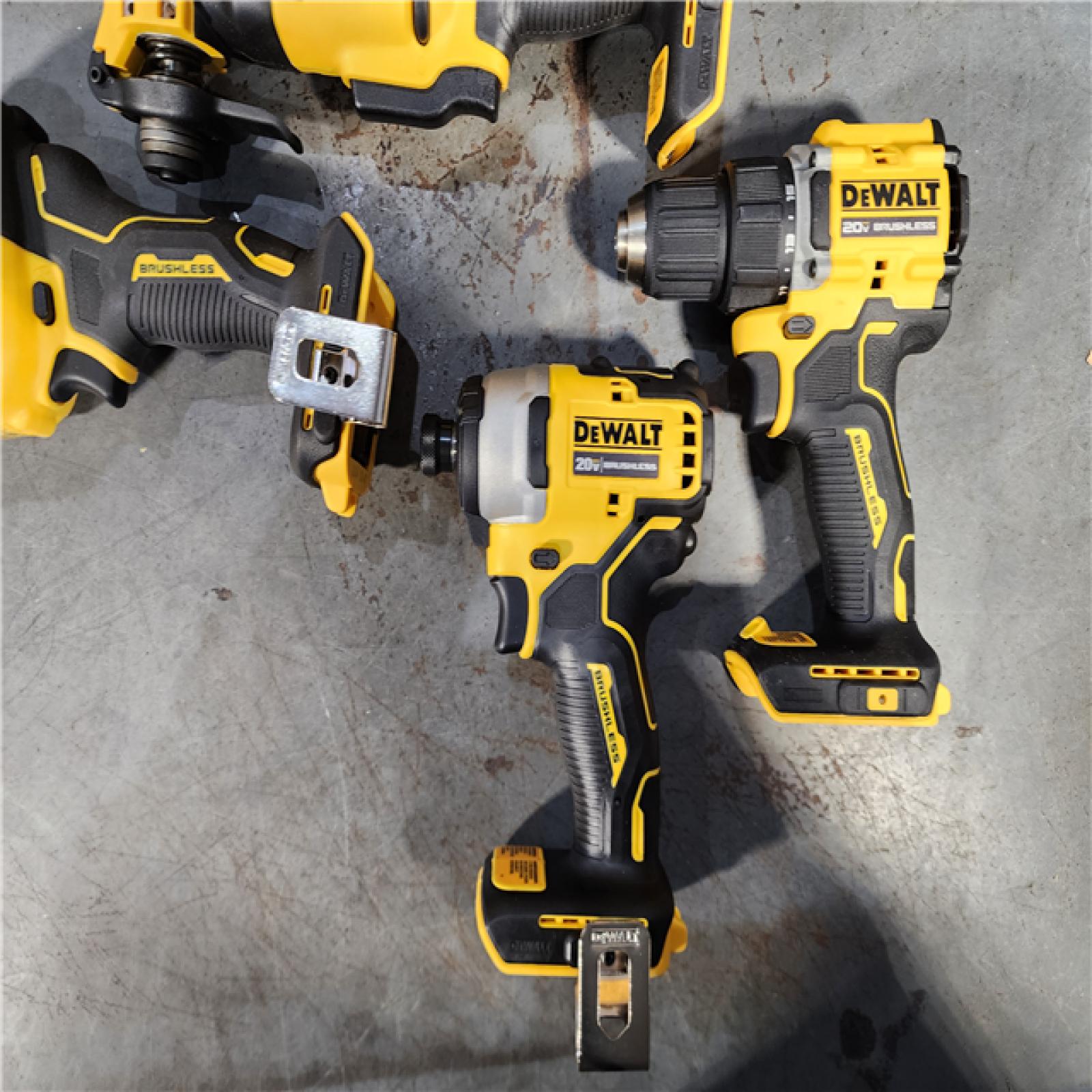 HOUSTON LOCATION - AS-IS (APPEARS LIKE NEW) DeWalt 20V MAX ATOMIC Cordless Brushless 4 Tool Combo Kit