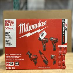 NEW! - Milwaukee Tool M12 12V Lithium-Ion Cordless Combo Kit (5-Tool) w/ (2) 1.5Ah Batteries, Charger and Tool Bag