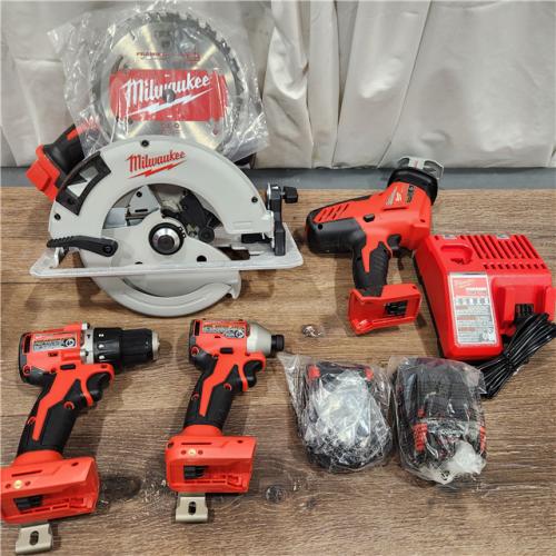 AS-IS Milwaukee M18 18-Volt Lithium-Ion Brushless Cordless Combo Kit (4-Tool) with 2-Batteries, 1-Charger and Tool Bag