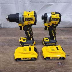 AS-IS DeWalt 20V MAX XR Cordless Drill/Driver, ATOMIC Impact Driver 2 Tool Combo Kit, (2) 2.0Ah Batteries, Charger, and Bag