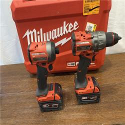 AS-ISMilwaukee M18 FUEL 18V Lithium-Ion Brushless Cordless Hammer Drill and Impact Driver Combo Kit (2-Tool) with 2 Batteries