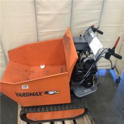 California AS-IS YARDMAX YD8105 Track Barrow with Hydraulic Assist 1100 Lb. Capacity Briggs and Stratton CR950 6.5 Hp 208cc