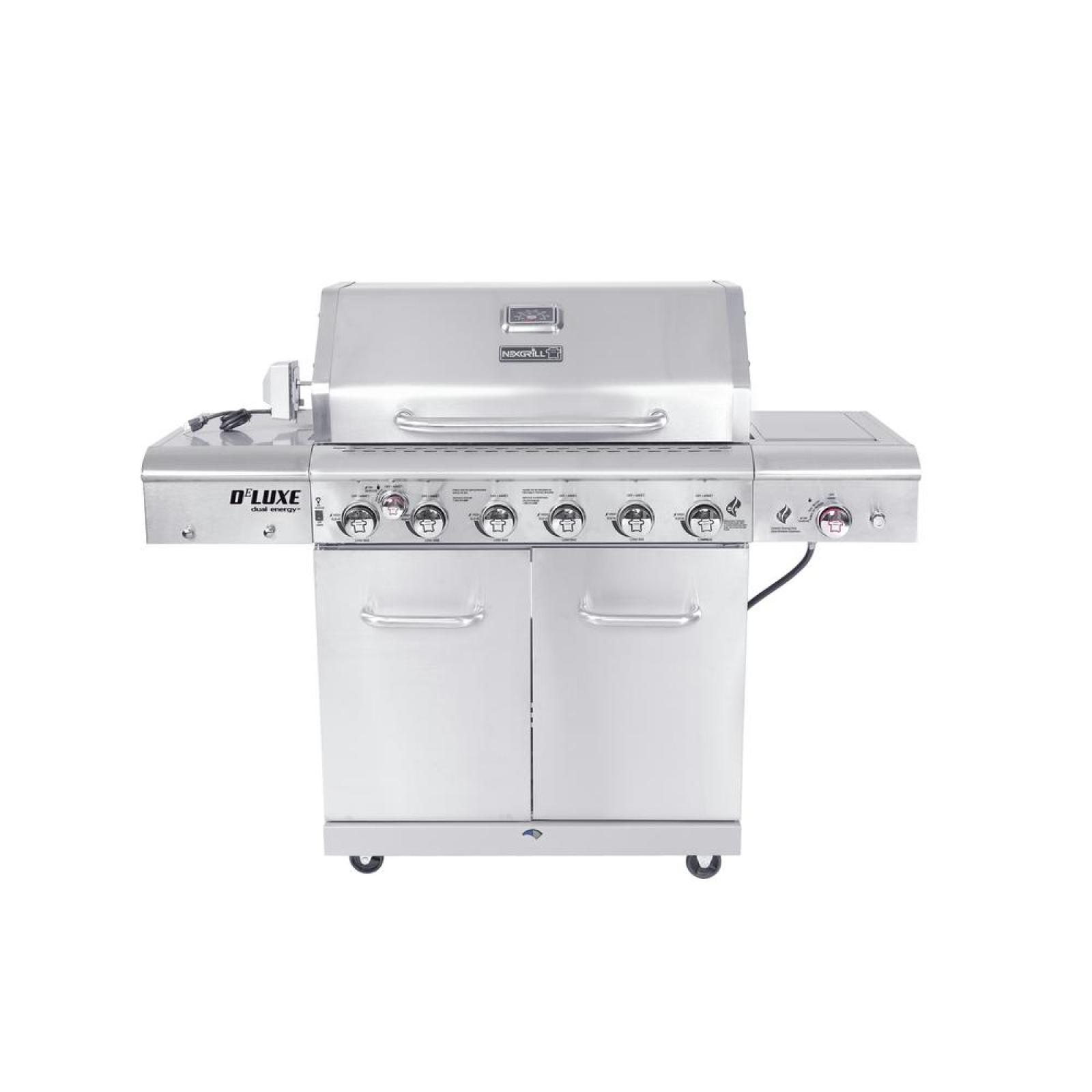 Deluxe 4-Burner Propane Gas Grill in Stainless Steel with Searing Side