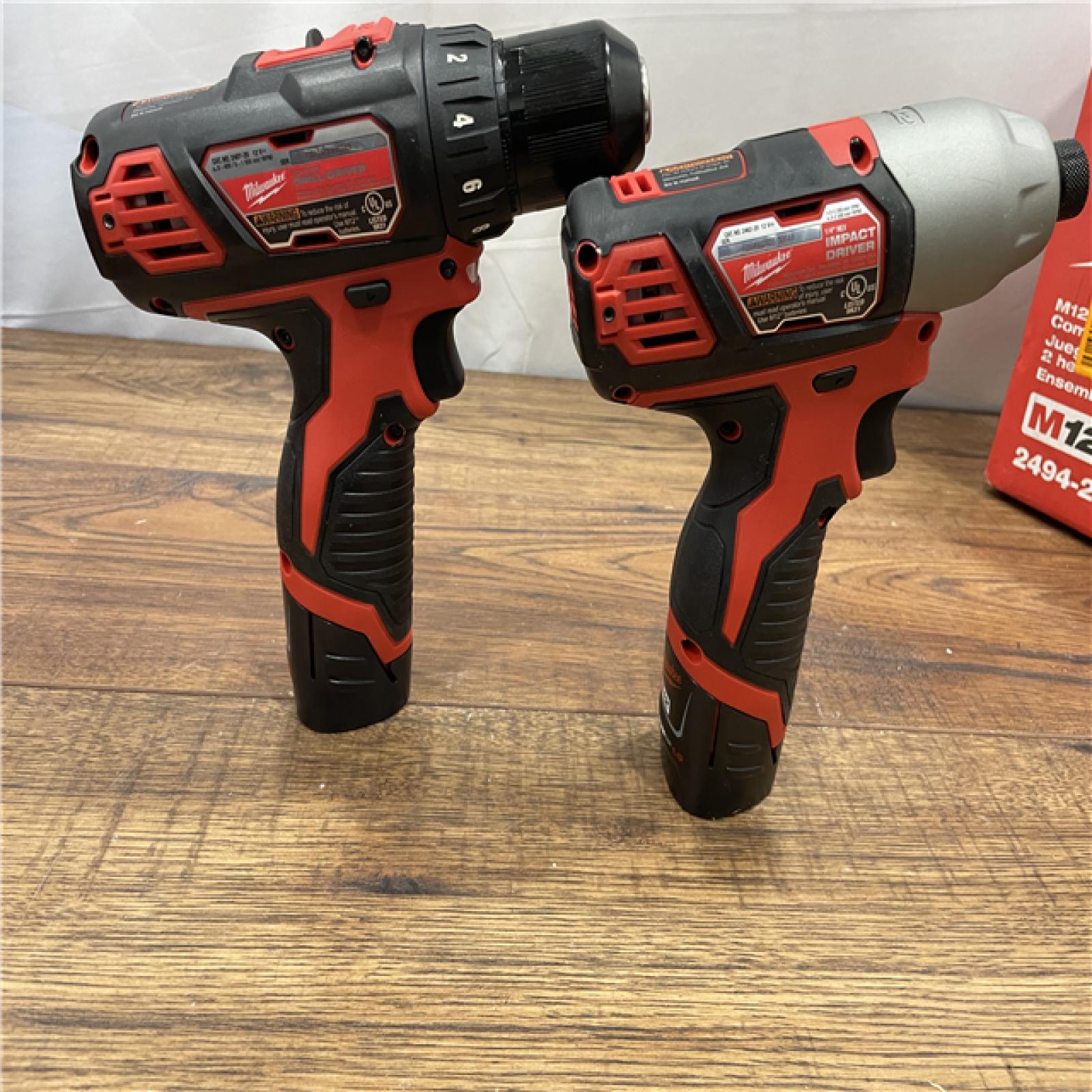 AS-IS Milwaukee M12 12V Lithium-Ion Cordless Drill Driver/Impact Driver Combo Kit