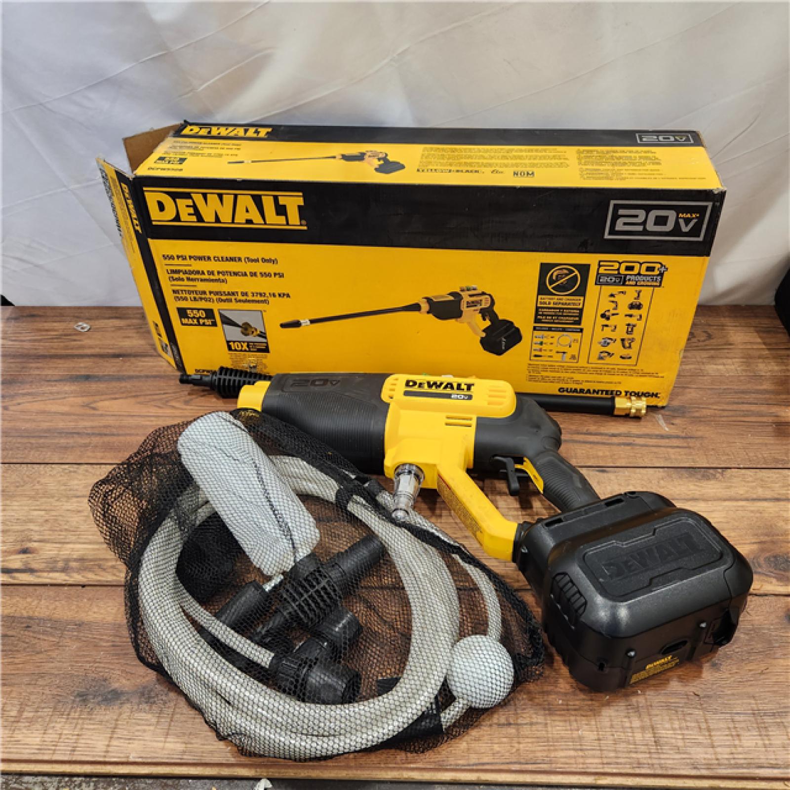 AS-IS DEWALT 20V MAX 550 PSI 1.0 GPM Cold Water Cordless Battery Power Cleaner with 4 Nozzles (Tool Only)