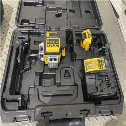 Houston location AS-IS DEWALT 12V MAX Lithium-Ion 100 Ft. Green Self-Leveling 3-Beam 360 Degree Laser Level with 2.0Ah Battery, Charger and Case