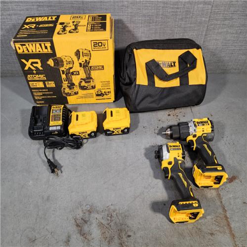 HOUSTON LOCATION - AS-IS DEWALT 20V MAX XR Hammer Drill and ATOMIC Impact Driver 2 Tool Cordless Combo Kit with (2) 4.0Ah Batteries, Charger, and Bag