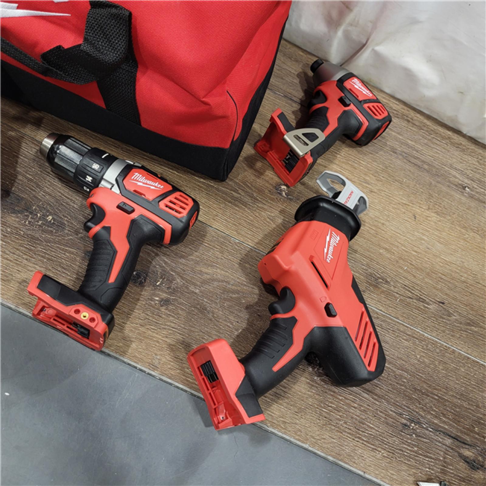 AS-IS Milwaukee M18 18-Volt Lithium-Ion Cordless Combo Tool Kit (5-Tool) with (1) 3.0Ah and (1) 1.5Ah Battery, (1) Charger, (1) Tool Bag