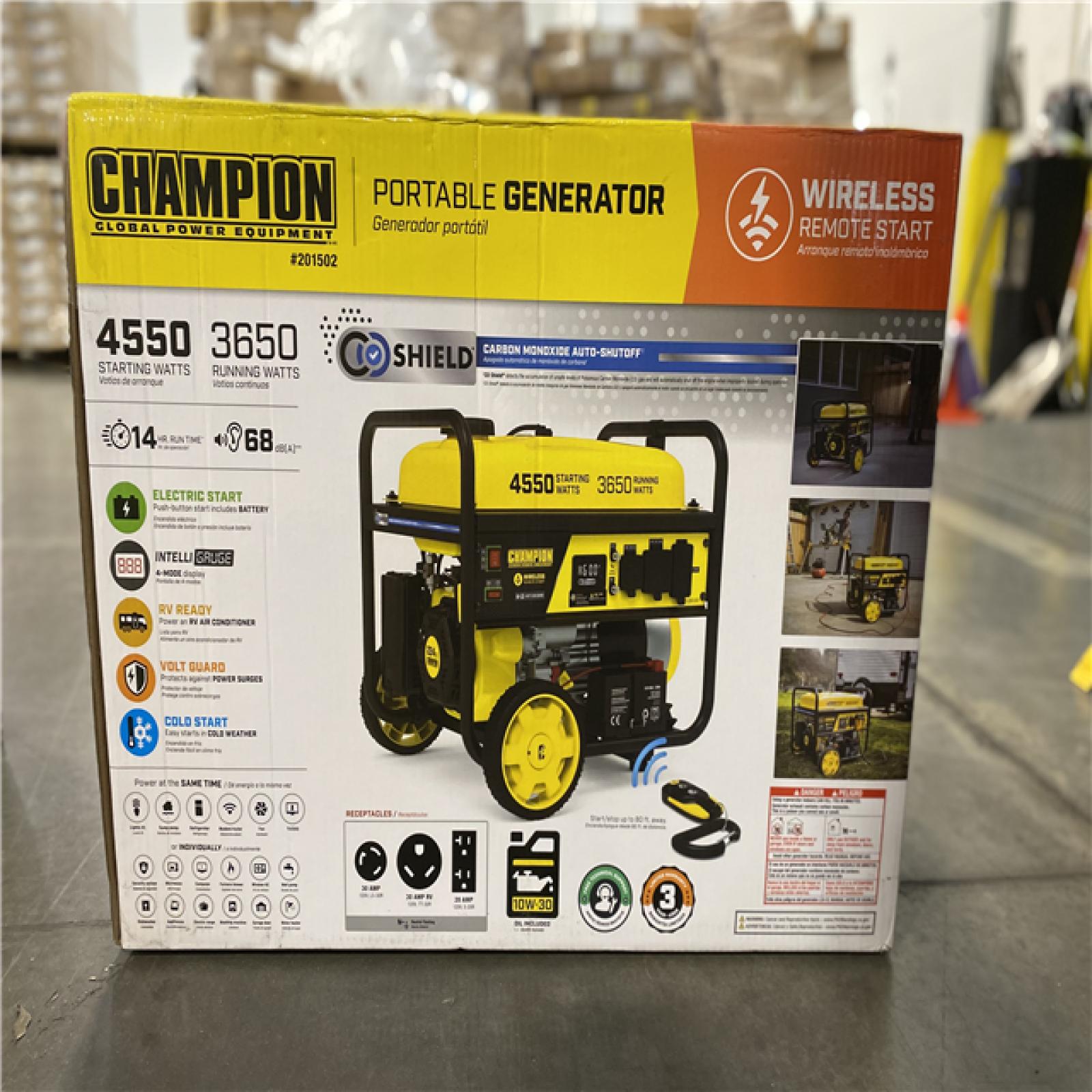 NEW! - Champion Power Equipment 4550/3650-Watt Wireless Remote Start RV Ready Gasoline Powered Portable Generator with CO Shield