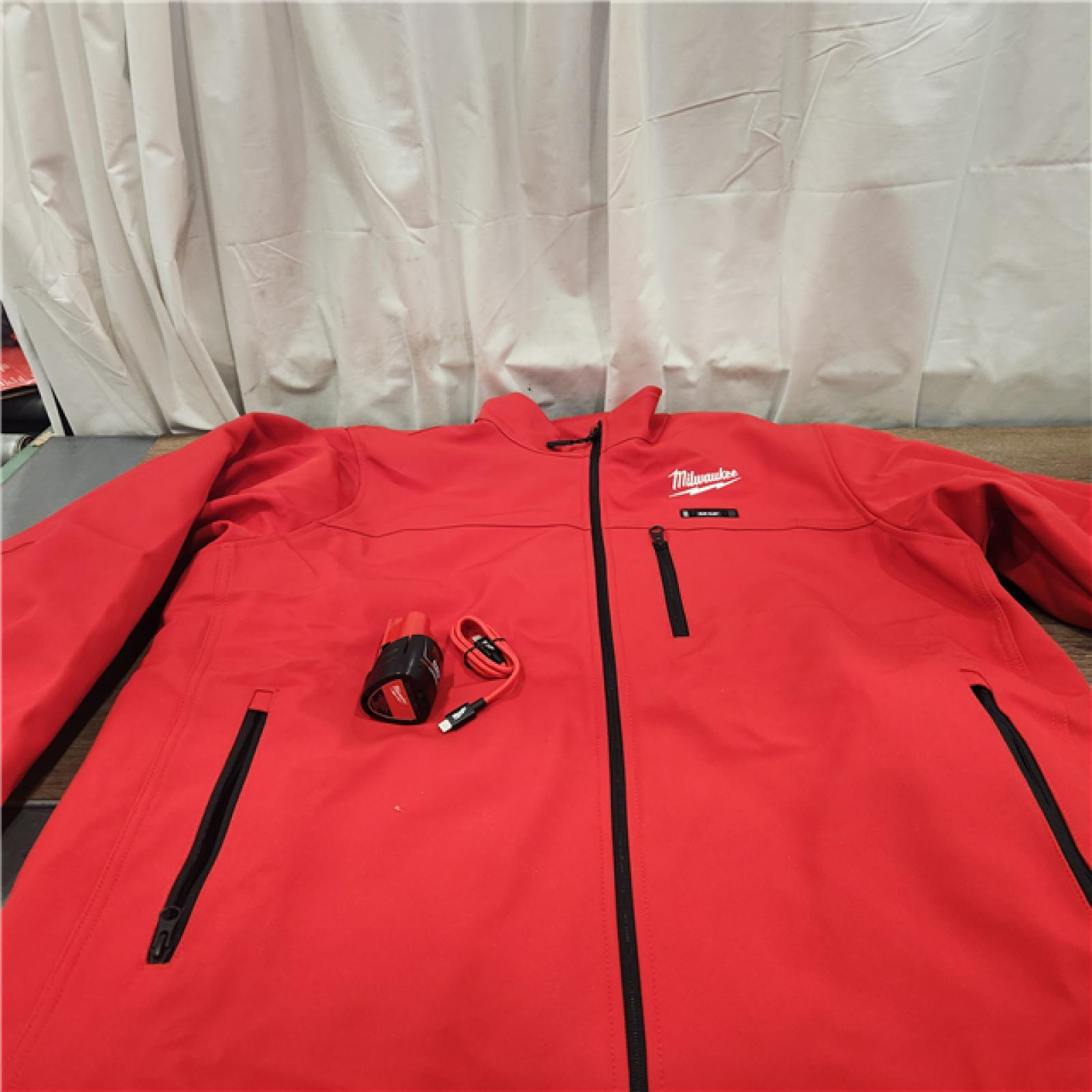 AS IS Men's X-Large M12 12V Lithium-Ion Cordless TOUGHSHELL Red Heated Jacket with (1) 3.0 Ah Battery and Charger