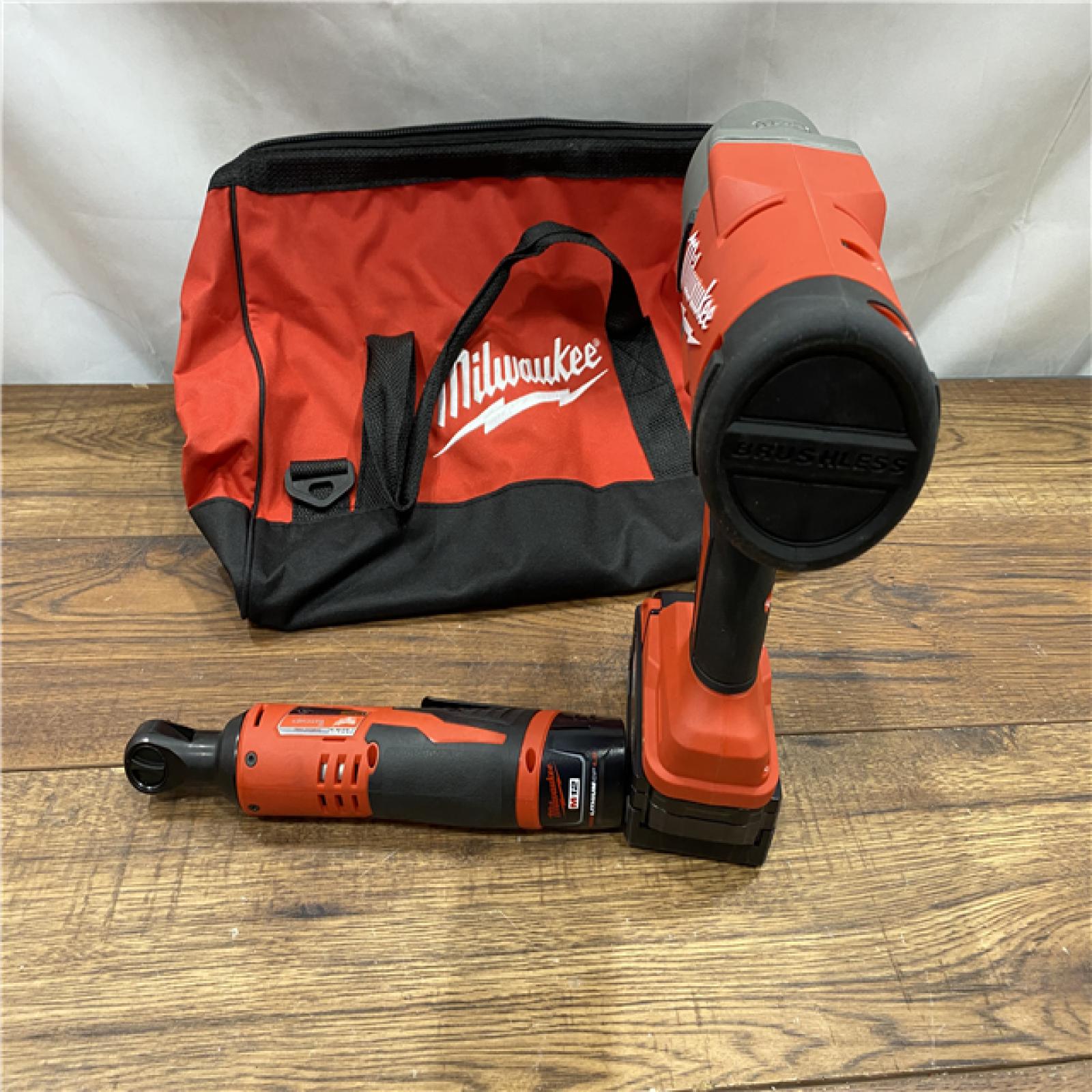 AS IS M12/M18 12/18V Lithium-Ion Cordless 3/8 in. Ratchet and 1/2 in. High Torque Impact Wrench with Friction Ring Combo Kit