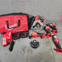 HOUSTON LOCATION - AS-IS (APPEARS LIKE NEW) M18 18-Volt Lithium-Ion Brushless Cordless FUEL Combo Kit (5-Tool) with 2-Batteries, 1-Charger, and Tool Bag