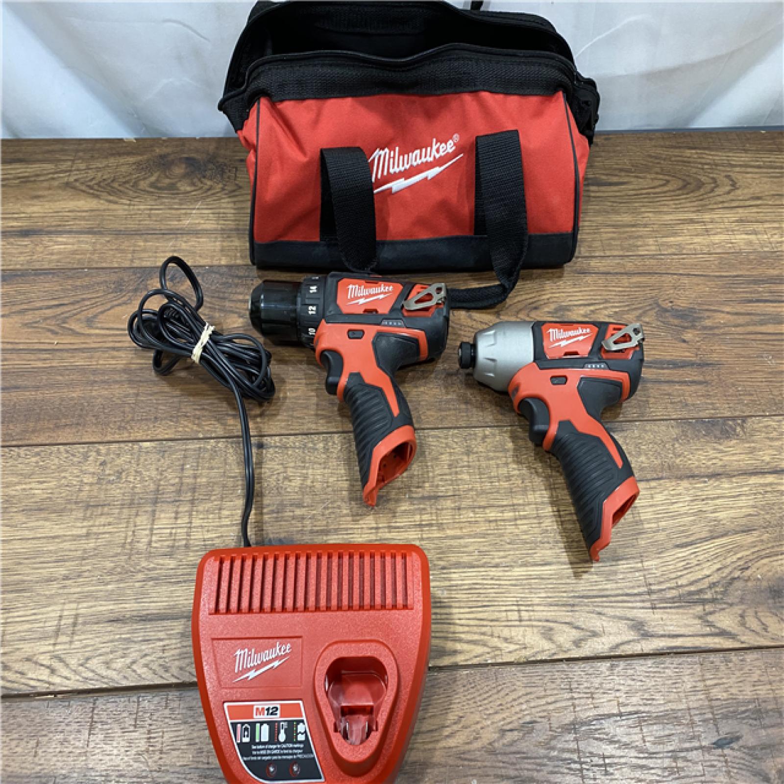 AS IS M12 12V Lithium-Ion Cordless Drill Driver/Impact Driver Combo Kit with Two 1.5Ah Batteries, Charger and Bag (2-Tool)