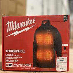 NEW! - Milwaukee Men's Large M12 12V Lithium-Ion Cordless TOUGHSHELL Black Heated Jacket (Jacket and Charger/Power Source Only)