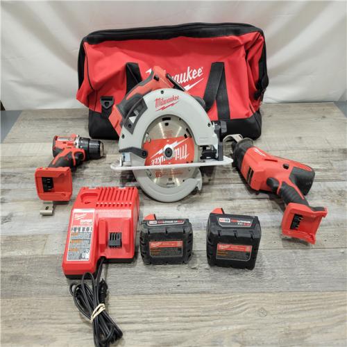 AS-IS M18 18-Volt Lithium-Ion Brushless Cordless Combo Kit (4-Tool) with 2-Batteries, 1-Charger and Tool Bag