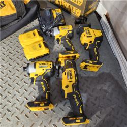 Houston location AS-IS DEWALT ATOMIC 20-Volt Lithium-Ion Cordless Brushless Combo Kit (4-Tool) with (2) 2.0Ah Batteries, Charger and Bag