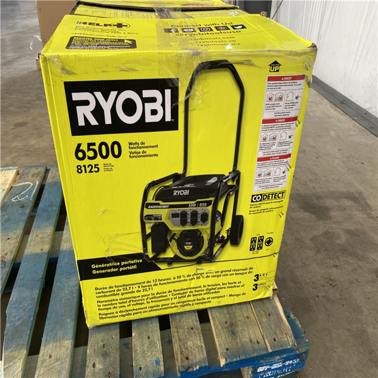 Houston Location - AS-IS Ryobi 6,500-Watt Gasoline Powered Portable Generator