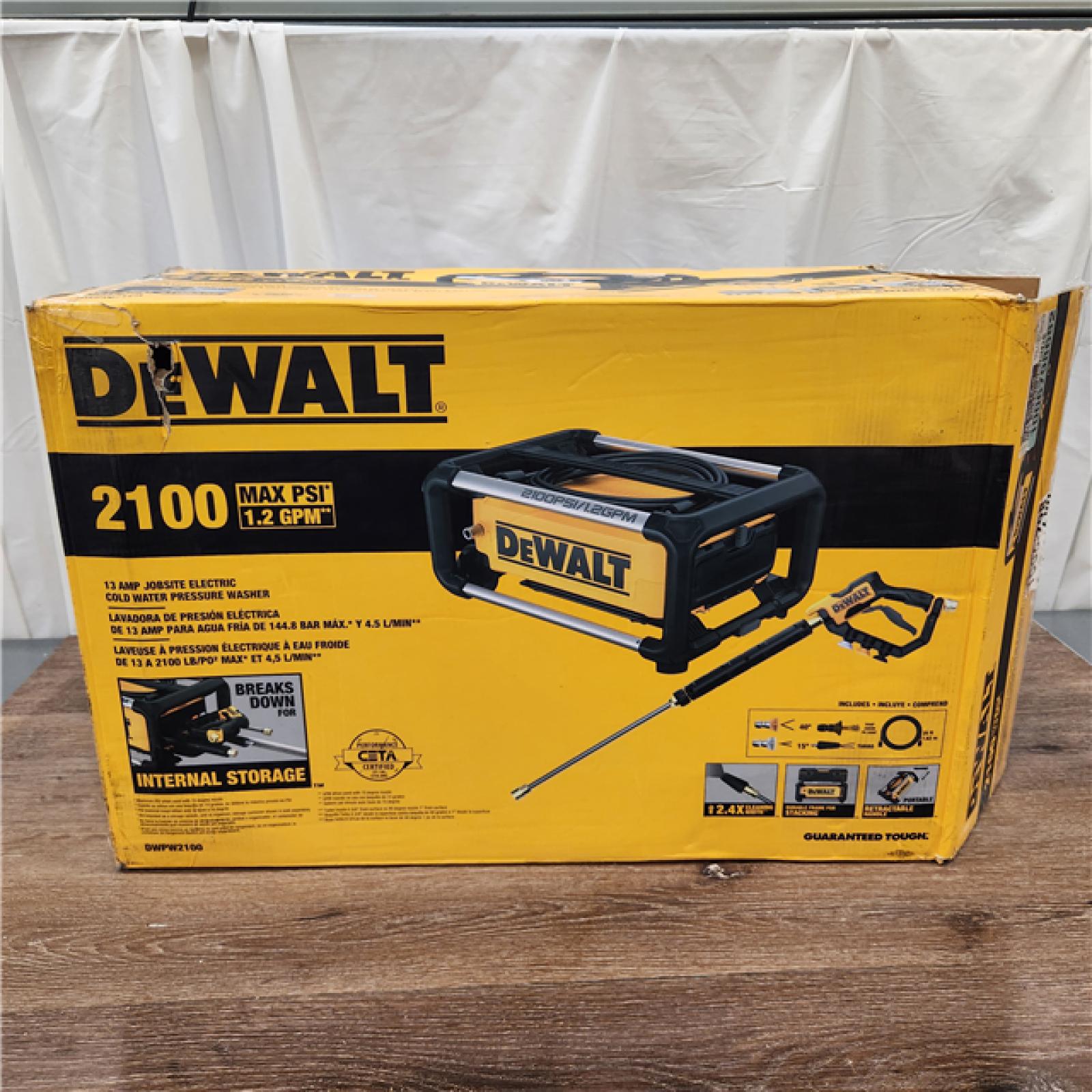 AS-IS DeWalt 2100 PSI 13 Amp Cold Water Electric Pressure Washer with Internal Equipment Storage