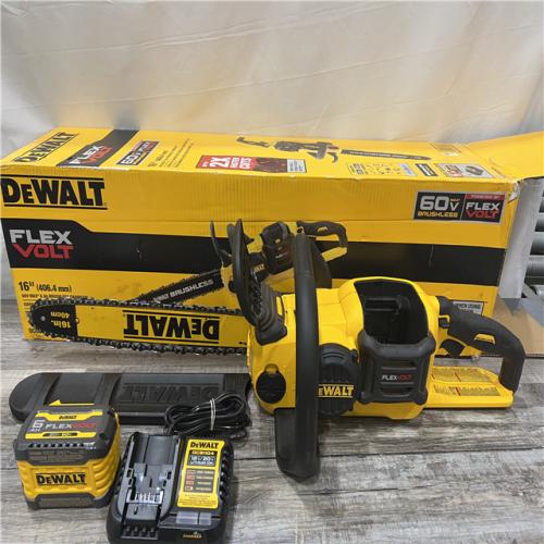 AS-IS DEWALT  FLEXVOLT 60V MAX 16in. Brushless Cordless Battery Powered Chainsaw Kit with (1) FLEXVOLT 2 Ah Battery & Charger