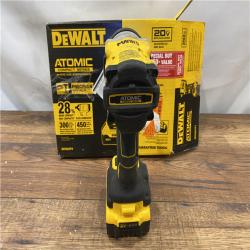 AS IS DEWALT ATOMIC 20V MAX Lithium-Ion Brushless Cordless 1/2 in. Variable Speed Impact Wrench Kit with 5 Ah Battery and Charger