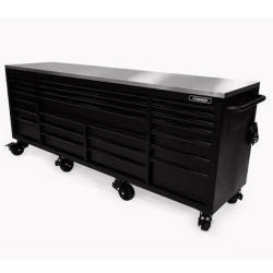 DALLAS LOCATION - Husky Tool Storage Heavy Duty 96 in. W x 24 in. D Matte Black Mobile Workbench Cabinet with Stainless Steel Top