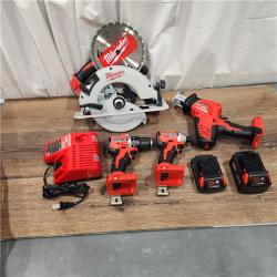 AS-IS Milwaukee M18 18-Volt Lithium-Ion Brushless Cordless Combo Kit (4-Tool) with 2-Batteries, 1-Charger and Tool Bag