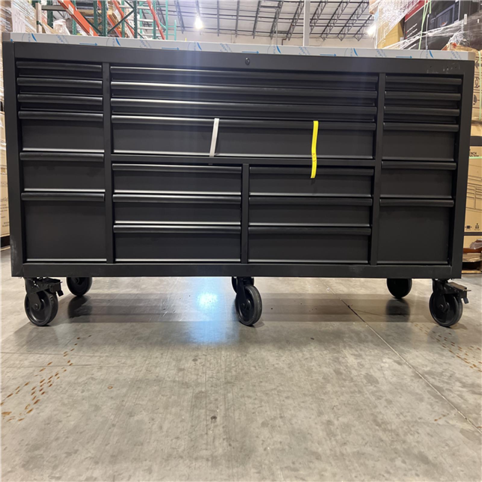 DALLAS LOCATION - HUSKY 84 in. W Heavy Duty Matte Black Mobile Workbench Tool Chest with Stainless Steel Work Top